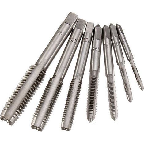Juego de 7 machos de roscar métricos para roscado a máquina M3 M4 M5 M6 M8 M10 M12 (1/5)