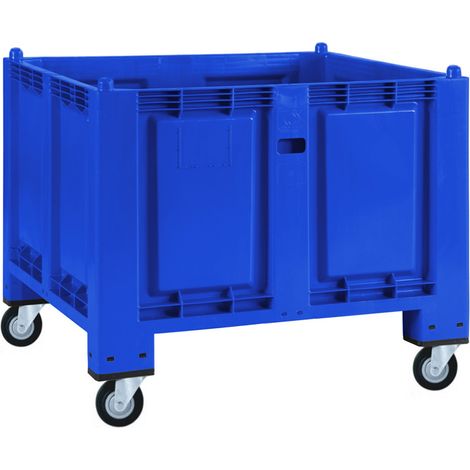 BRB Palettenbox, 4 Lenkrollen, LxBxH 1200x800x1 mm, Boden/Wände geschlossen (blau) (1/2)