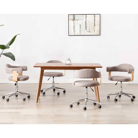 vidaXL Chaises pivotantes à manger lot de 4 taupe bois courbé et tissu (1/5)