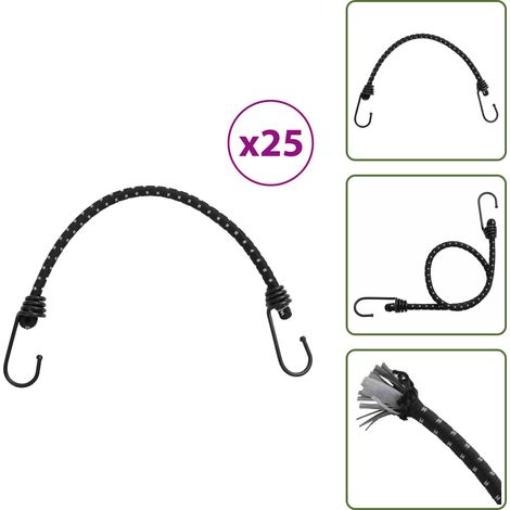 The Living Store Gummiseile Reflektierend mit Haken 25 Stk. 46 cm - Spanngummi - Gummiseil - Bungee Seil - Befestigung - Transportband (1/5)