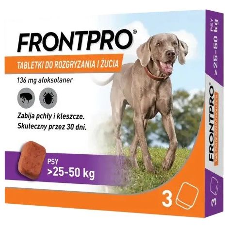FrontPro Compresse per cani contro pulci e zecche 25-50 kg 3x136 mg