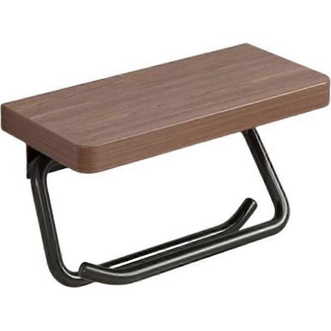 Porte-papier toilette double avec étagère, fixation murale en bois, pour salle de bain, cuisine ou appartement. (1/5)