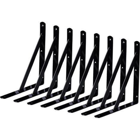 Packs Support Etagere Murale Industrielle,150 X 95mm Equerre Fixation Metal,Équerre Étagère Triangle, Equerre Charge Lourde De 90 Degrés En Métal, Pour Garage,Cuisine,Chambre(Noir) - Crezuo (1/4)