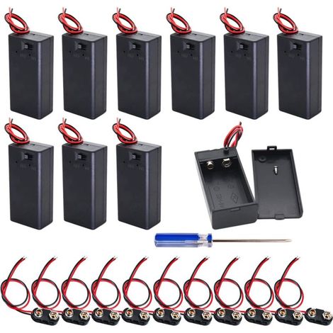 10Pcs 9V Boite de Stockage Boite de Batterie on/Off Switch avec Casquette, Lot de 10 9V connecteur de Batterie câble Support de Batterie Clip Snap sur connecteur câble Lead, I Type (1/5)