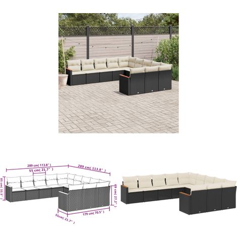 11-tlg. Garten-Sofagarnitur mit Kissen Schwarz Poly Rattan - Gartenmöbel - Rattan Möbel - Outdoor Sofa - Lounge Set - Esstischgarnitur - Home & Living (1/3)