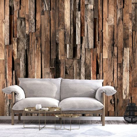 Papier peint adhésif Rideau en bois - 392 x 280 cm (1/4)