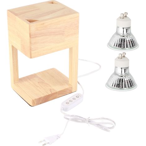 Lampe chauffe-bougie parfumée, diffuseur de cire parfumée, lanterne en bois à intensité variable pour chambre à coucher, prise UE 110-240 V