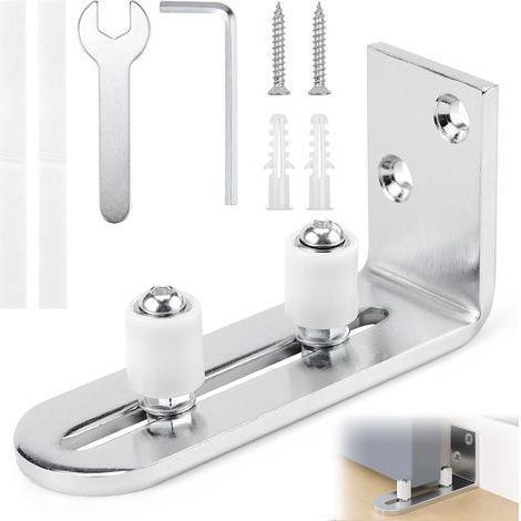 Guide Porte Coulissante Sol, Ajustable Guide de Plancher, Argent Guide de Plancher de la Porte Coulissante Pour Porte en Bois Coulissante Mur/porte (1/5)