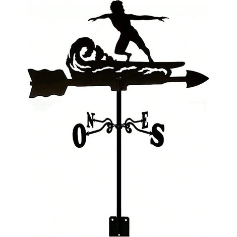 Surfing Weather Vane Outdoor Garden Lawn Metal Bracket Wrought Iron Garden Weather Vane (1/5)