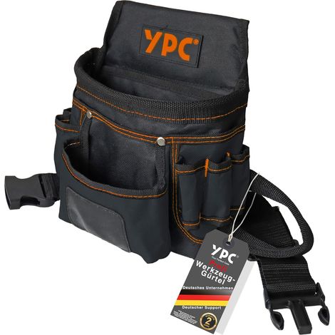 Presto Sac banane XL - Ceinture à outils - Ceinture de travail - Sac à outils imperméable avec passant pour marteau - Ceinture en nylon indéchirable - 12 poches - Noir - 27 x 21 x 13 cm - Charge (1/5)