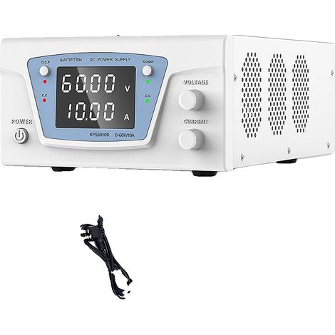 Fuente de alimentación CC programable, hasta 1200 W de salida, pantalla digital, 60 V 10 A, enchufe EU-a de 220 V. (1/2)