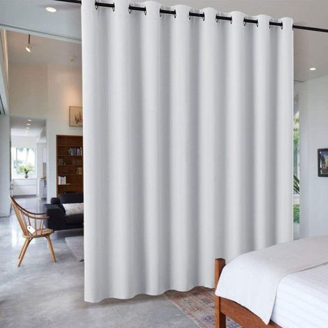 Rideau Grande Large - Paravent Cloison Amovible Rideau Occultant à Oeillets pour Salon Chambre l'espace Partager Intimité Protection, 457 L sur 274 cm H, Gris Blanc, 1 PC (1/5)