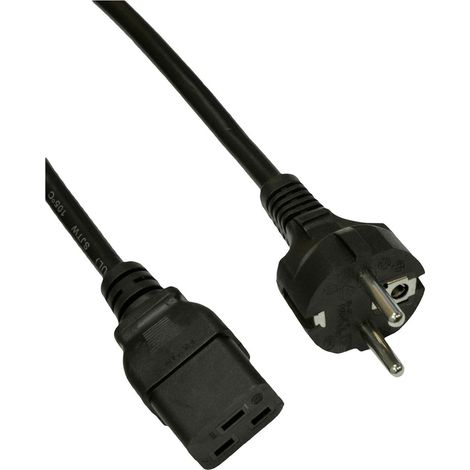 Akyga Strom Anschlusskabel [1x Kaltgeräte-Buchse C19 - 1x Schutzkontakt-Stecker] 1.80 m Schwarz