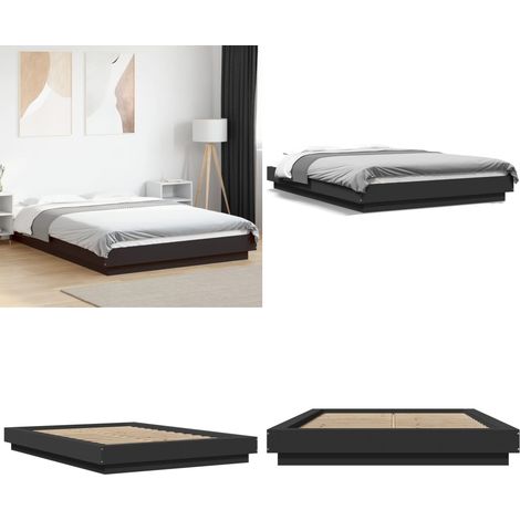 Giroletto Nero 120x200 cm in Legno Multistrato - Letto in legno - Letto con doghe