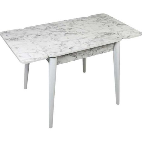 Tavolo allungabile cm 70x120x75h effetto marmo bianco