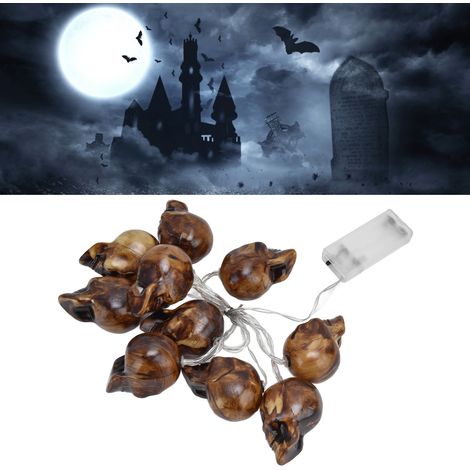 Totenkopfförmige LED-Lichterkette für Halloween (10 LEDs) - Geeignet für Partys im Innen- und Außenbereich, Gruselnächte, Zusammenkünfte und Gärten. (1/5)