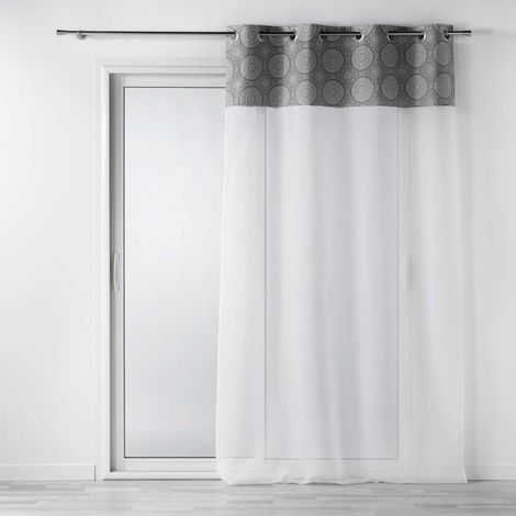 Voilage a oeillets 140 x 240 cm voile sable+ haut coton Sibel Gris (1/4)