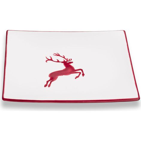 Gmundner Keramik Bordeauxr. Hirsch, Dessertteller Trend (20x20cm)