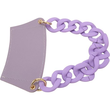 Porte-gobelet portable avec chaînette en plastique et revêtement en cuir PU, porte-gobelet réutilisable pour les voyages, violet (1/5)