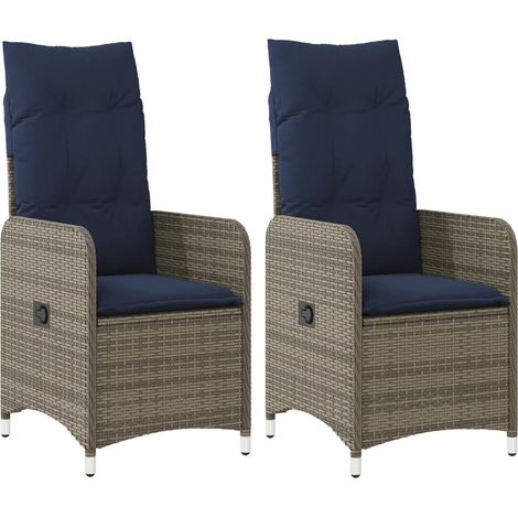 Maison Exclusive - Gartenstühle Verstellbar 2 Stk. mit Kissen Gra