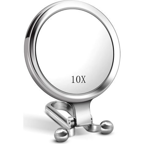 Miroir à Main 1X 10X avec Poignée pour Voyage, Miroir Grossissant, Poignée Rotative Réglable, Pliage Double Face (1/3)
