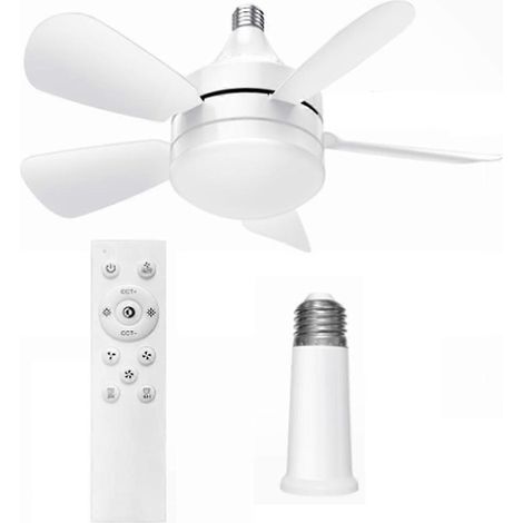 Ventilateur de plafond avec éclairage intégré et télécommande - comprend une ampoule LED à intensité variable, conception à visser. (1/5)