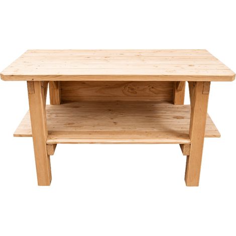 Îlot central de cuisine en bois Douglas : plan de travail + étagère en kit (1/5)