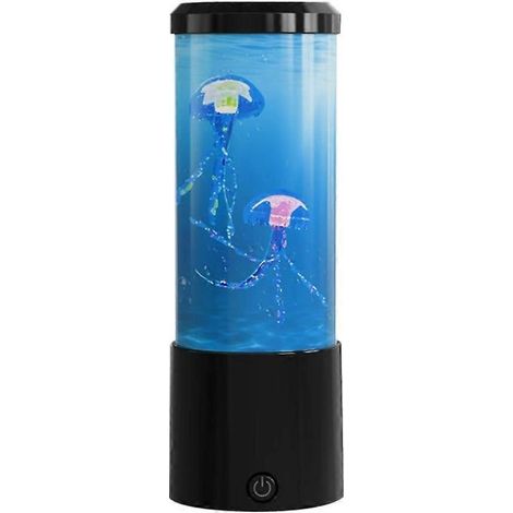 Lampe cylindrique LED Méduse avec lumière d'ambiance à changement de couleur, veilleuse, prise secteur et design coloré (1/4)