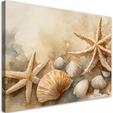 Tableau sur toile Tableau sur toile Coquillages et étoiles de mer acrylique 60x40 (1/5)