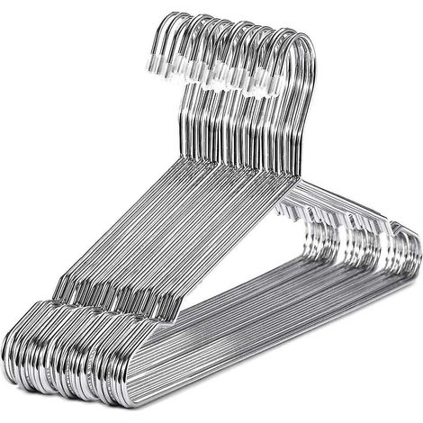 Cintres en acier inoxydable 40 cm, lot de 20, cintres standard à encoches pour vêtements, gain de place (1/5)