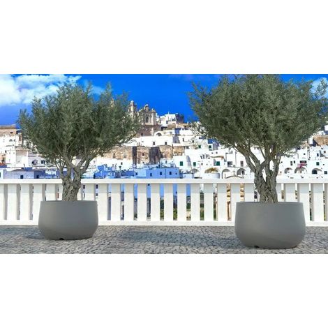 Jardinière urbaine 78 cm en résine rotomoulée – Résistante aux chocs et intempéries – Couleur pearl white – Pour grands espaces extérieurs