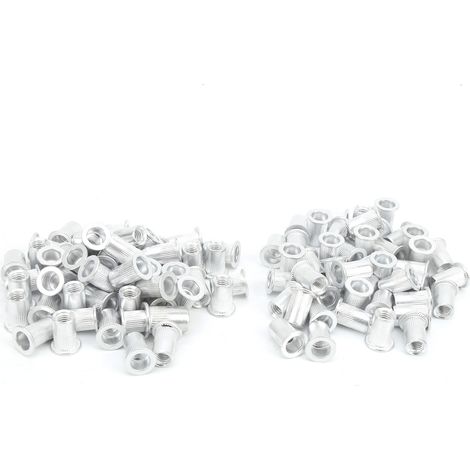 100 Pièces Écrous à Rivet en Aluminium à Tête Plate, Fixations pour Charpente Métallique et Menuiserie Aluminium WJ‑30045M6