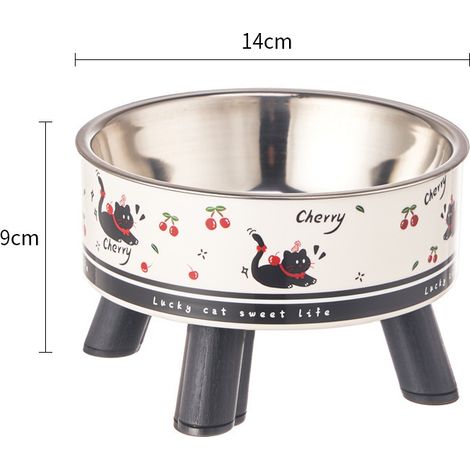 Gamelle haute pour animaux de compagnie, revêtement intérieur en acier inoxydable, bol antidérapant, convient aux chats et aux chiens