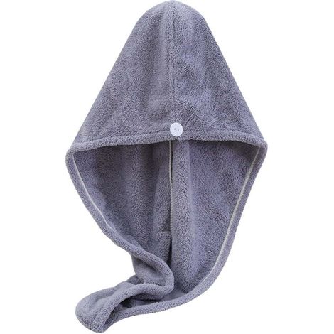 Serviette en microfibre pour cheveux bouclés à séchage rapide pour femmes, cheveux mouillés - gris