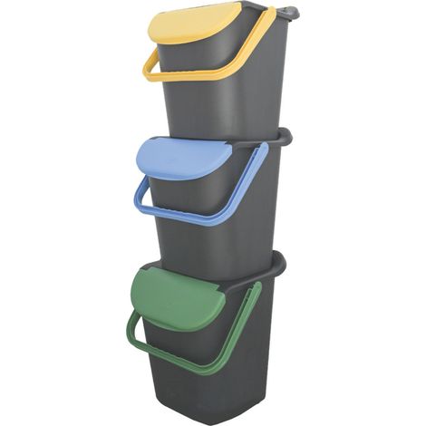 Pattumiera Differenziata Tower Bin 30 Litri 3 Pezzi Giallo Blu Verde
