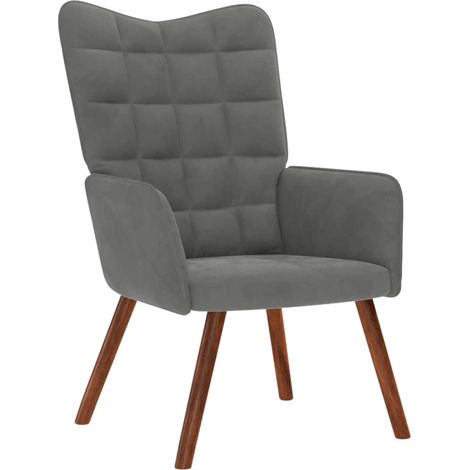 vidaXL Chaise de relaxation Gris foncé Velours (1/5)