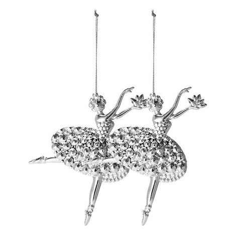 SPRINGOS Weihnachtsbaumanhänger Dekohänger-Tänzerin 2 Stück Tänzerin Balletttänzerin Ballerinas 8,5 x 12,5 cm Weihnachten