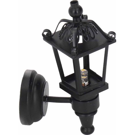 Puppenhaus-Wandlampe im Maßstab 1:12, schwarz, Miniatur-LED-Wandleuchte, Dekoration für Puppenhaus und Garten (1/5)