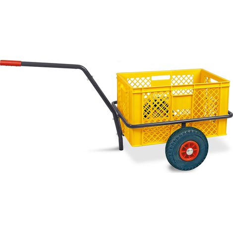 BRB Handwagen mit Kunststoffkorb H 320 mm, LxBxH 1250x640x660 mm, Tragkraft 200 kg (gelb)