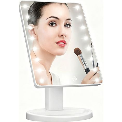 Miroir de maquillage carré LED avec support – Miroir cosmétique portable avec écran tactile, compact et idéal comme cadeau (1/5)
