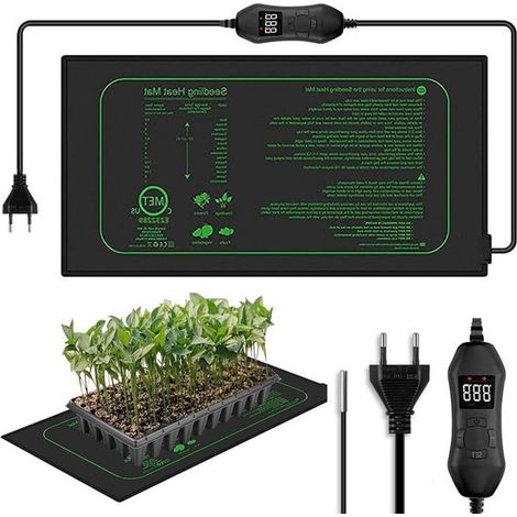 Manta calefactora para plantas，Manta calefactora de 50 W con termostato，Manta calefactora para invernadero de 25 x 52 cm，Impermeable (1/5)