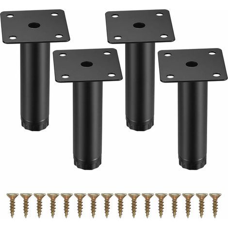 4 Pièces Pieds de Meuble, 10 cm Pieds de Meubles Réglables, Pieds de Support en Fixation en Métal pour Meubles/Bureau/Cuisine/Canapé (1/5)