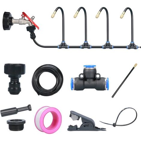 Système d'irrigation automatique – tuyau d'arrosage goutte à goutte à 360° pour serre et jardin – irrigue jardinières et terrasse – arrosage – jardinier – noir – 5 m – kit (1/5)