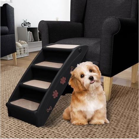 Klappbare Haustiertreppe, schwarz, 62 x 40 x 49,5 cm (1/5)