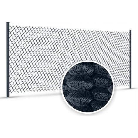 Anthrazitfarbener Maschendrahtzaun, verzinkter Draht, 125 cm x 10 m (1/2)