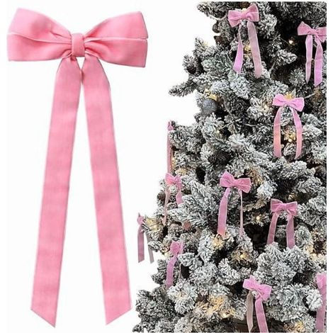 Ribbon Noël - Ruban Velours Rouge 30 cm - Pour Décoration Arbre Sapin Guirlande Couronne Porte Intérieur Extérieur - Lot de 12