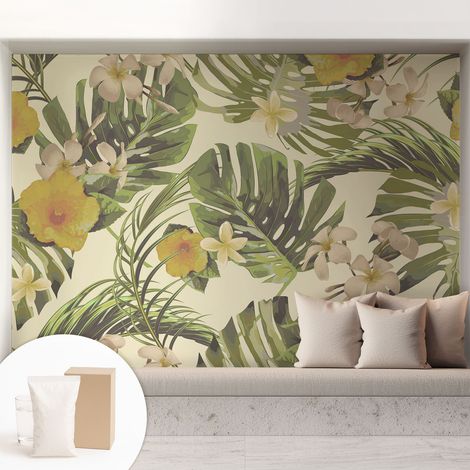 Fototapete - Tapete Vliestapete mit Kleber - Wandtapete Moderne Wandbild Schlafzimmer Wohnzimmer Exotische Flora 208x146 cm (1/5)
