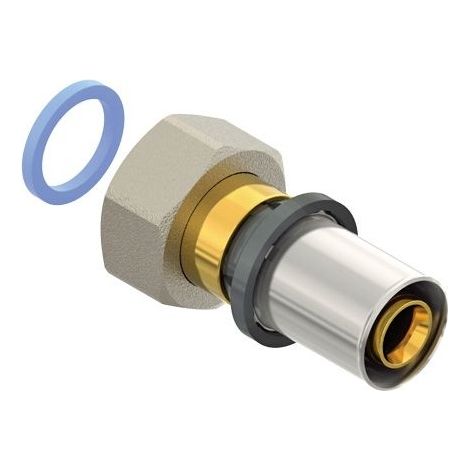 Raccord droit écrou tournant femelle EASYTEC à sertir diamètre 16 mm - à visser filetage 3/8” Femelle - FINIMETAL