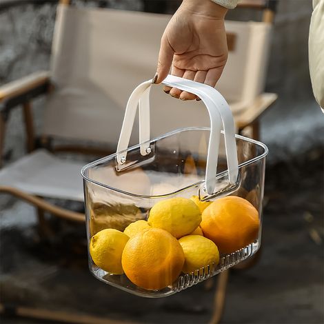 Corbeille à fruits de luxe à main, coupe à fruits, seau à fruits pour la maison, plateau transparent tendance pour le salon, coupe à vin, assiette à apéritifs, assiette à fruits secs, blanc (1/5)