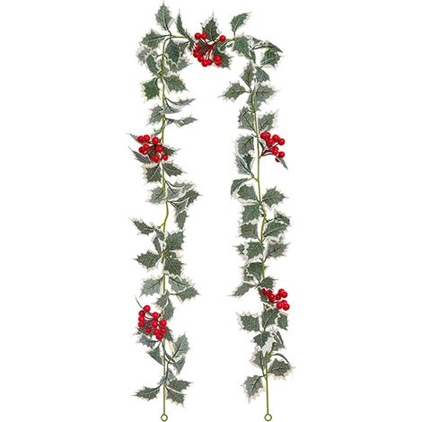 Guirlande de Noël aux baies rouges et pommes de pin, décorations de Noël artificielles pour cheminée intérieure et extérieure, décoration hivernale et de Noël. (1/5)